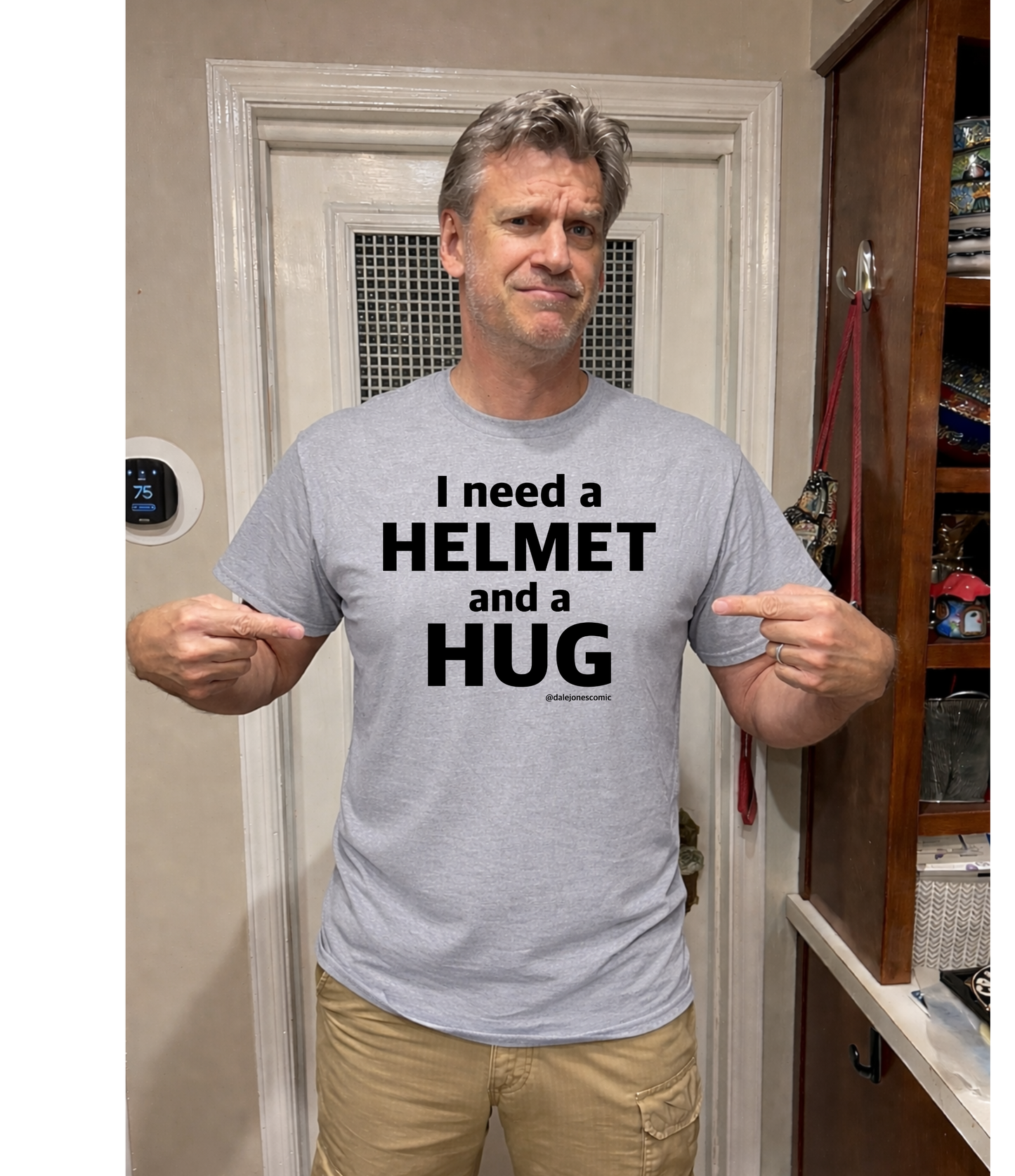 Helmet and a hug T-Shirt